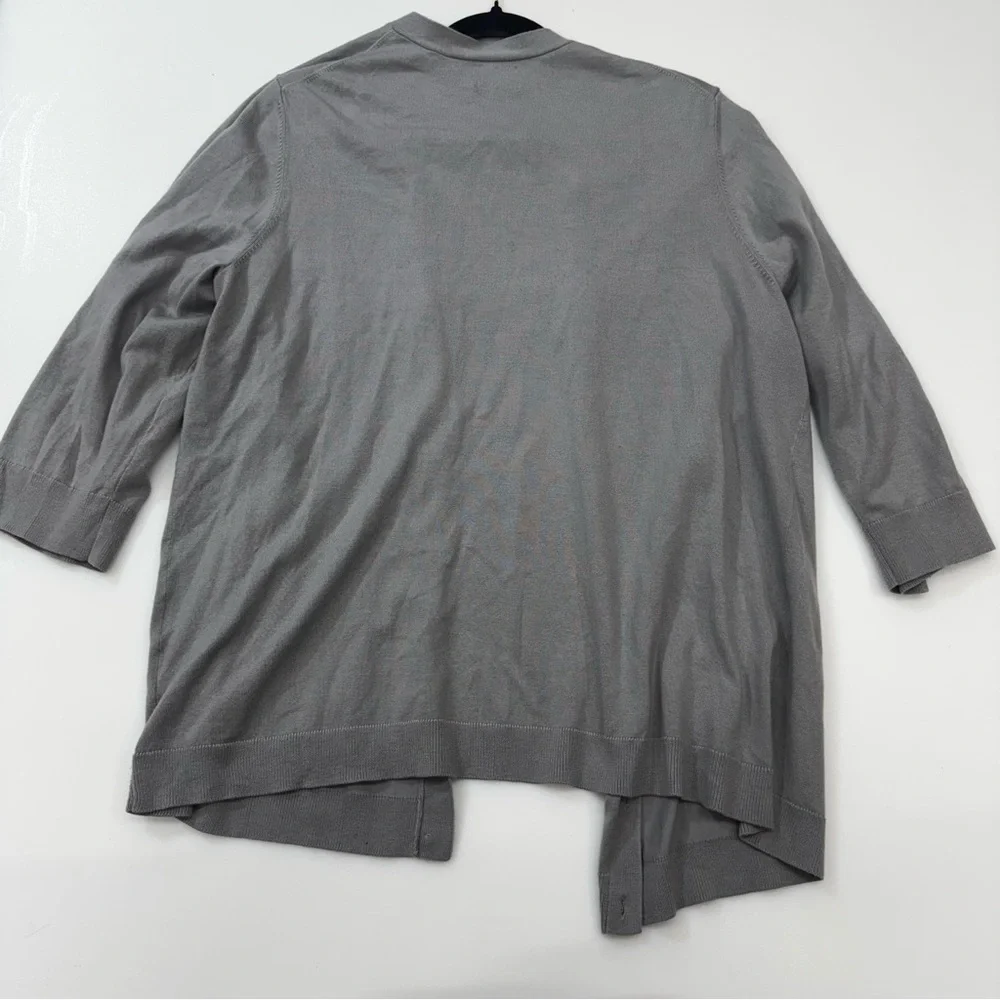 Women’s Lands’ End Grey Button Sweater Long Flowy Top Size 1X